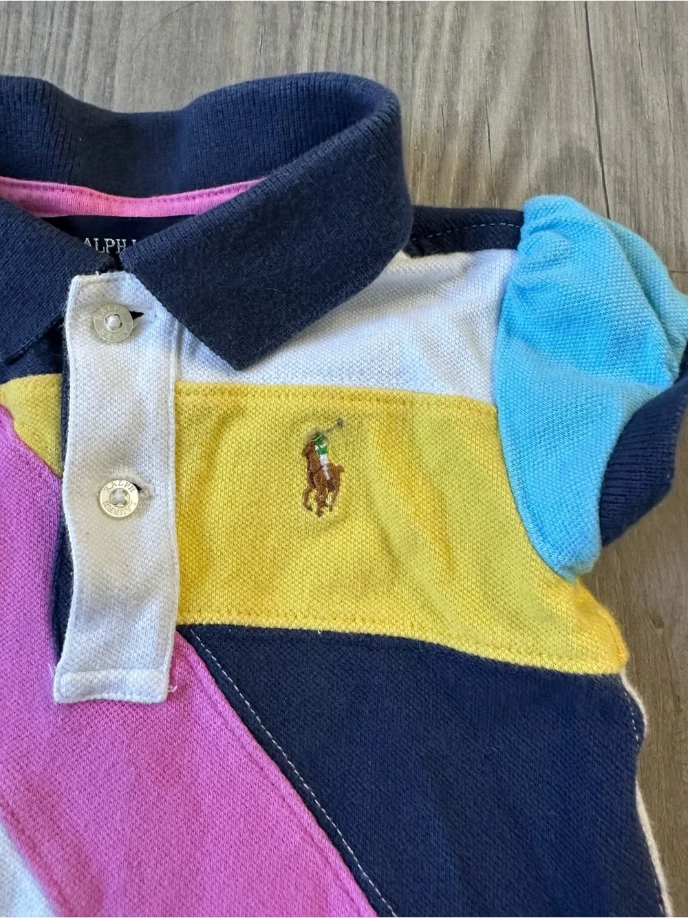Ralph Lauren Girls' Multi-Color Polo Dress - Pink/White/Navy